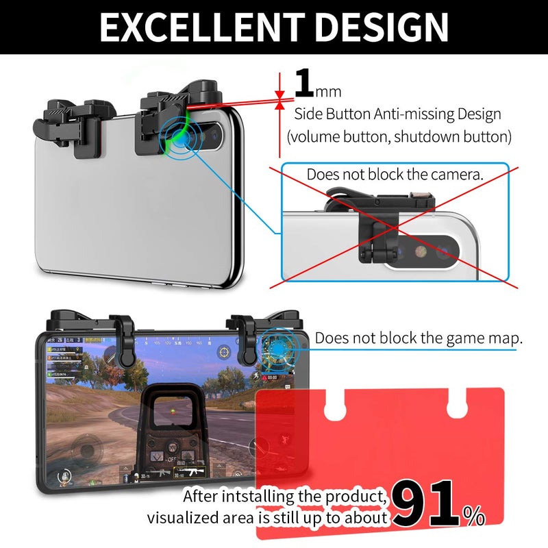 IFYOO ã€1 Pairã€‘ Z108 Mobile Gaming Controller Compatible with PUBG Mobile/Fortnitee Mobile/Call of Duty Mobile, Sensitive Shoot and Aim Trigger L1R1 Compatible with Android & iPhone - Image 3